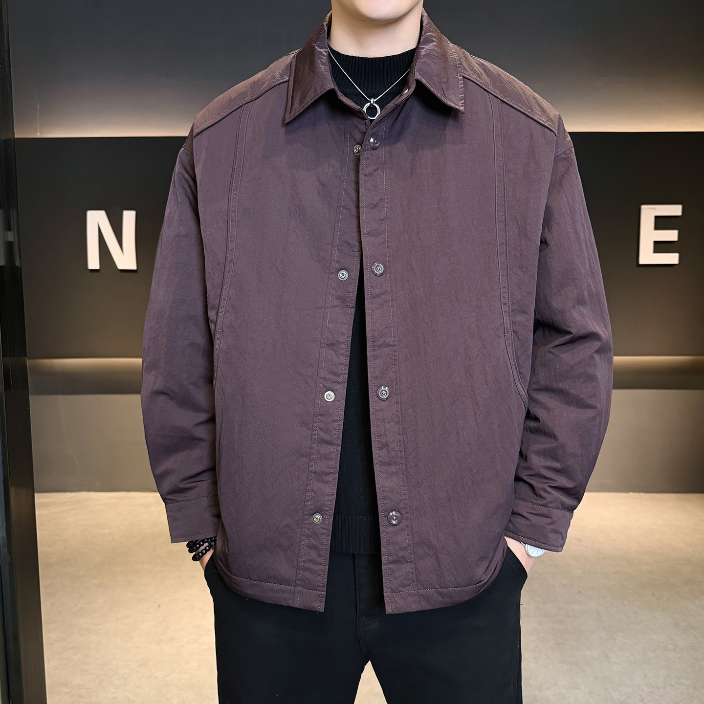 2025年冬男微宽松标90韩系衬衫式羽绒服A230-8131-P265(控365),男装衬衫,电商A230