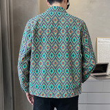 2026春男款修身方领民族风彩印牛仔夹克外套A230-3568-P98(控150)，男装民族服装，电商A230