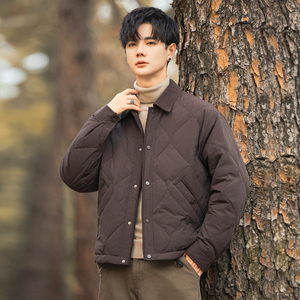 2025冬男修身灯芯绒方领菱形标90羽绒服A230-5937-P248(控348)图片