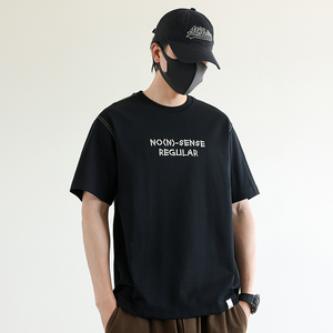 2025夏季男款修身英文刺绣明线圆领短袖T恤A230-88530-P55(控85)图片