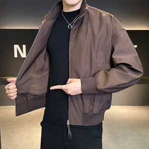 2025年冬季男款加绒加厚针织立领夹克外套A230-99077-P145(控185)