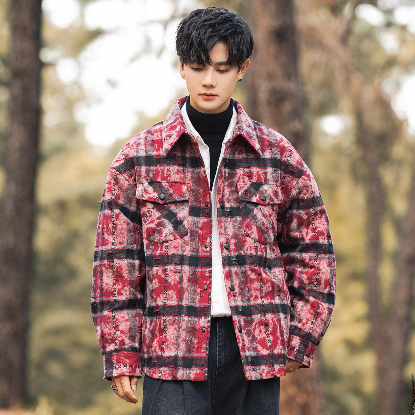 2025年冬男微宽松牛仔衬衫领标90羽绒服A230-5885-P259(控359),男装衬衫,电商A230