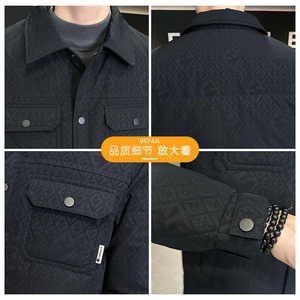 2025年冬季男士修身方领暗花夹克羽绒服A230-1831-P185(控285)图片