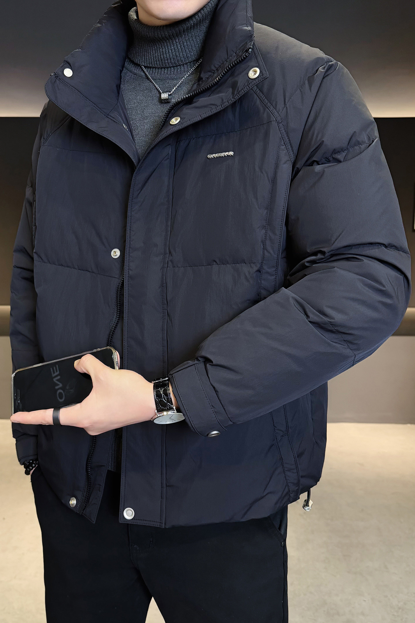 2025冬男修身立领小标标50%白鸭绒羽绒服A230-7900-P195(控299),男装羽绒服,电商A230