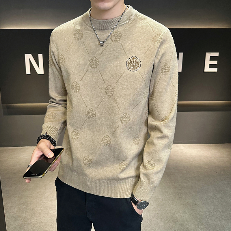 2025年秋冬季男士圆领欧版修身提花套头毛衣A230-8882-P78(控108)，男装针织衫/毛衣，电商A230