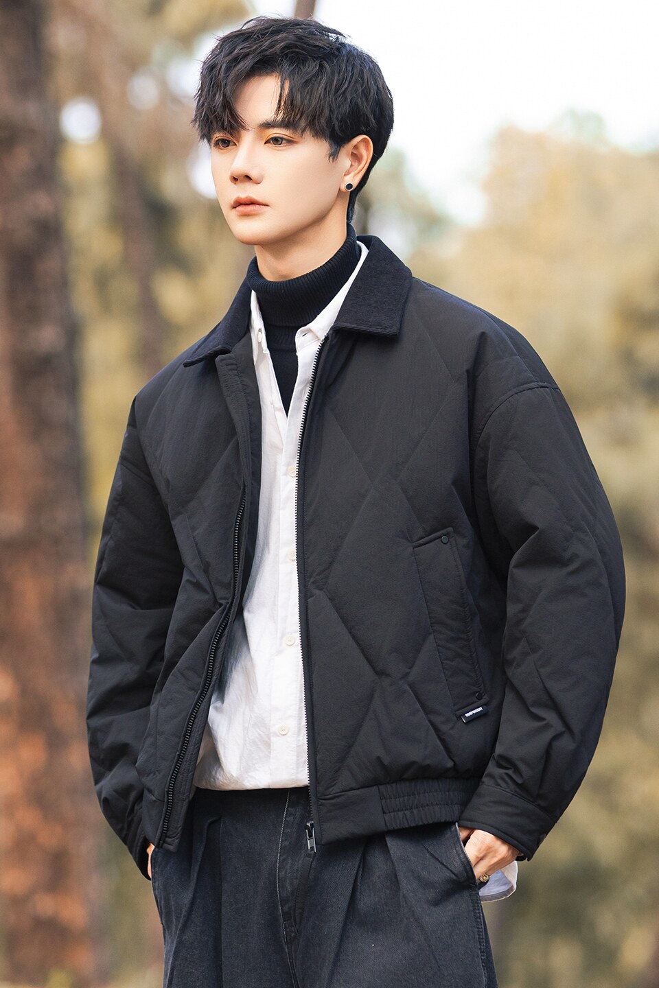 2025冬男微宽松磨砂面料标90方领羽绒服A230-1001-P238(控338),男装羽绒服,电商A230