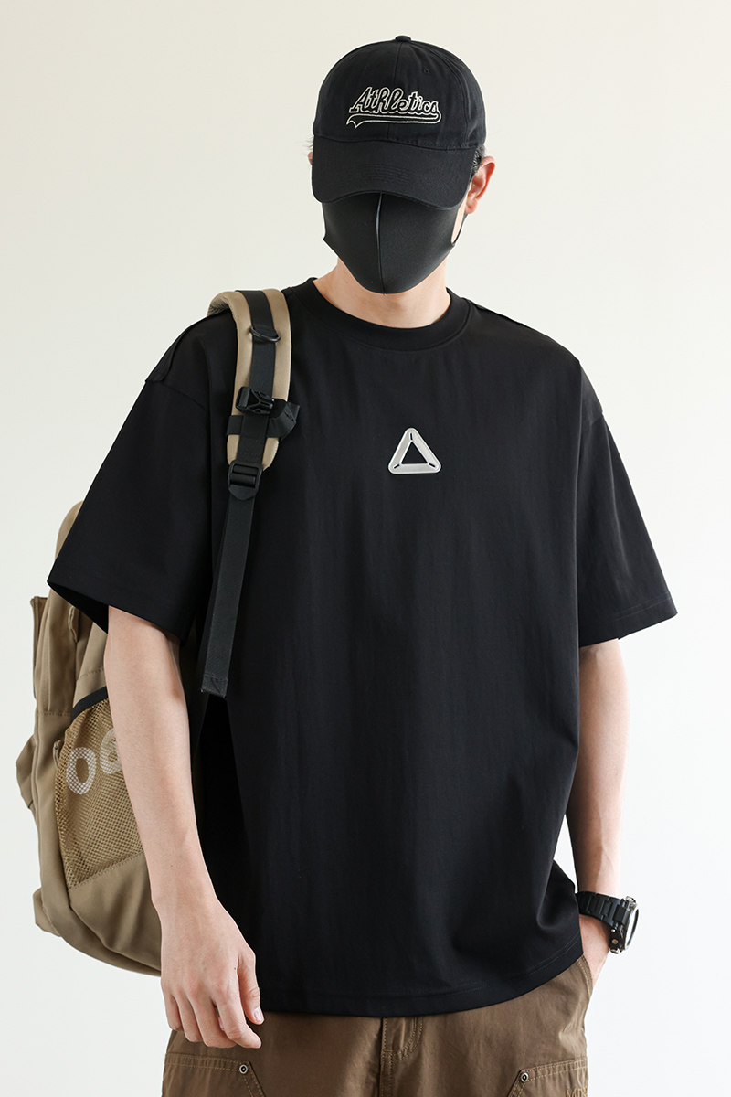 2025年夏季男新款微宽松圆领3角印花短袖T恤A230-8610-P68(控118),男装T恤,电商A230