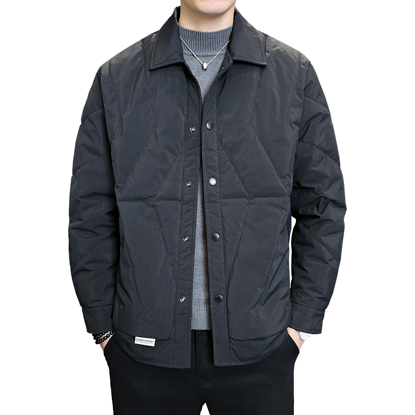 2025冬男修身新标50%白鸭绒轻薄羽绒服A230-6668-P158（控199）,男装羽绒服,电商A230