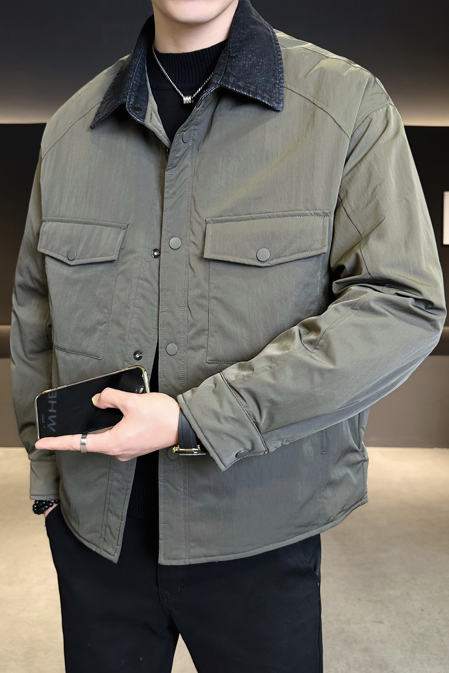 2025冬男微宽松牛仔方领标90轻薄羽绒服A230-86061-P248(控348),男装羽绒服,电商A230