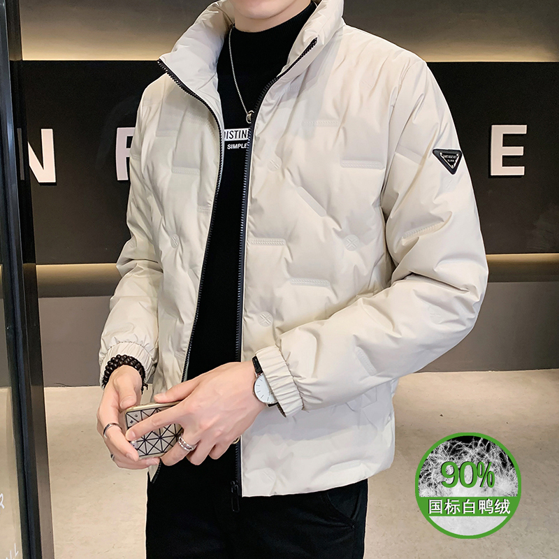 2025冬男款标90修身压花立领贴标羽绒服A230-K001-P175(控270)，男装羽绒服，电商A230