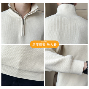 2025年男士秋季新款修身落肩立领毛衣打底衫A230-6689-P88(控128)图片
