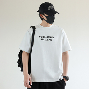 2025夏季男款修身英文刺绣明线圆领短袖T恤A230-88530-P55(控85)图片