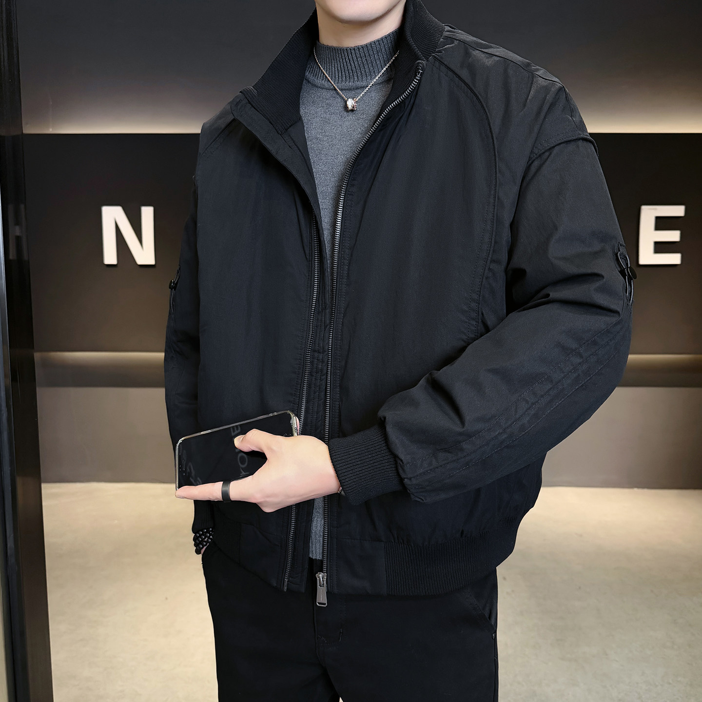 2025年冬男微宽松针织领标90夹克羽绒服A230-95707-P220(控320),男装夹克,电商A230