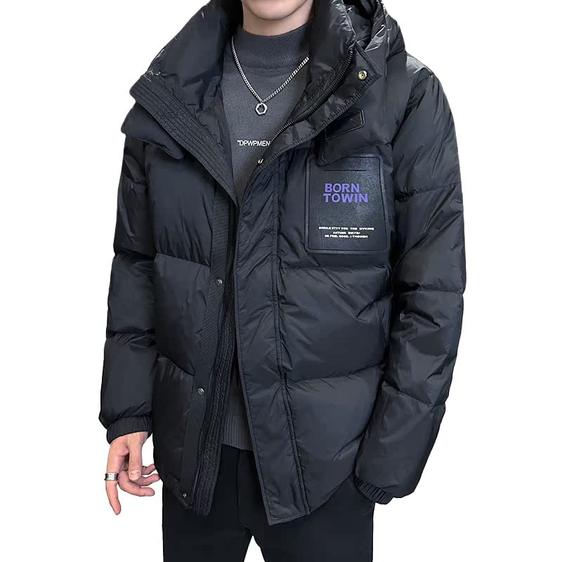 2025年冬季宽松男女同款贴标连帽面包羽绒服A230-102-P228(控328)，男装羽绒服，电商A230