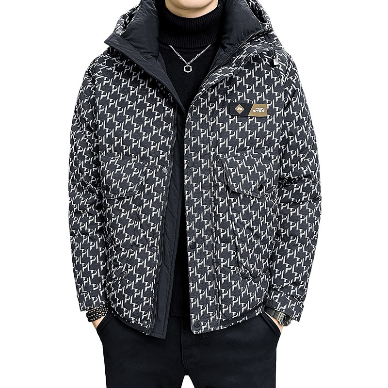 2025年冬男微宽松连帽全身字母印花羽绒服A230-88251-P248(控348),男装羽绒服,电商A230