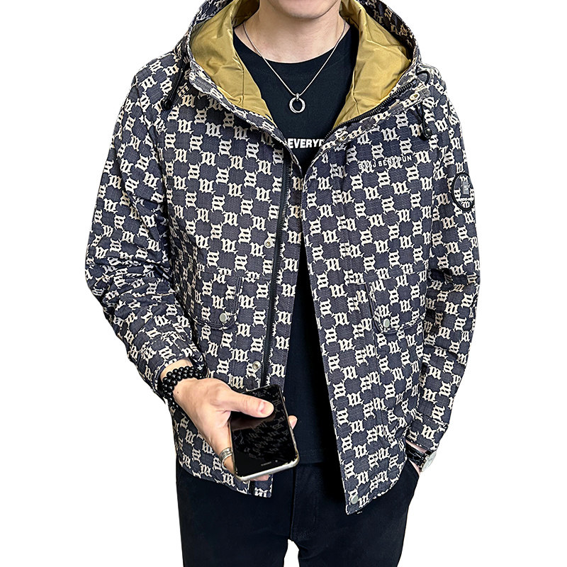 2025春秋男款微宽松字母印花连帽夹克外套A230-24011-P165(控238),男装夹克,电商A230