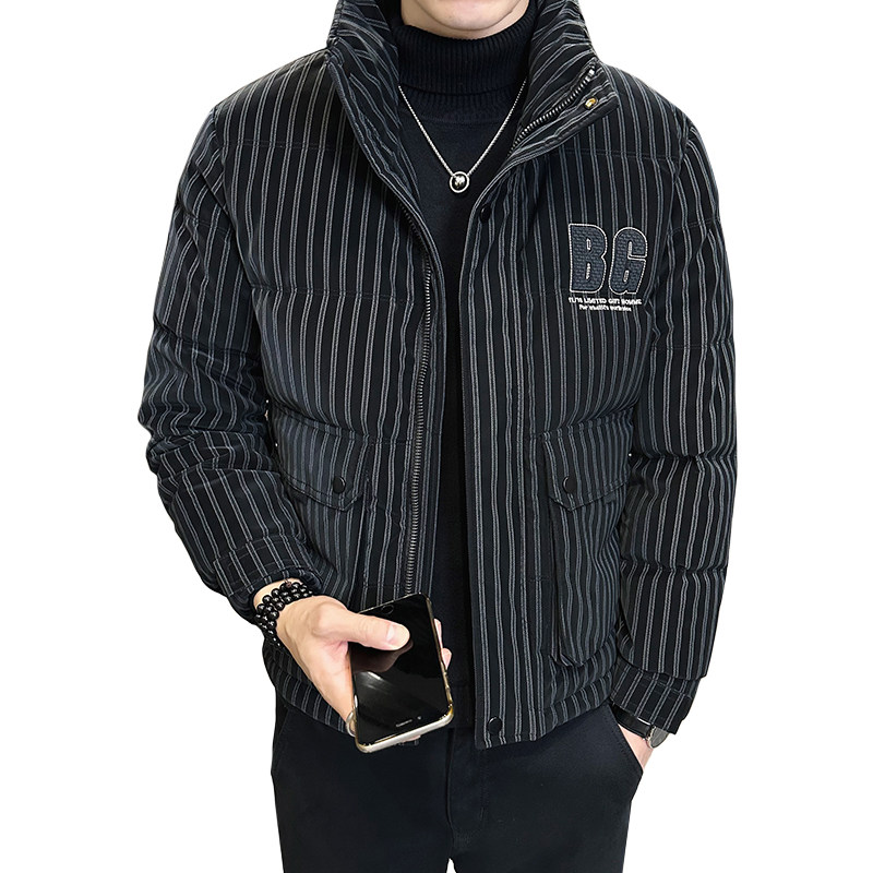 2025秋冬男款条纹立领刺绣花羽绒服外套A230-8923-P185（控285）,男装羽绒服,电商A230