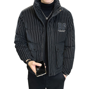 2025秋冬男款条纹立领刺绣花羽绒服外套A230-8923-P185（控285）图片