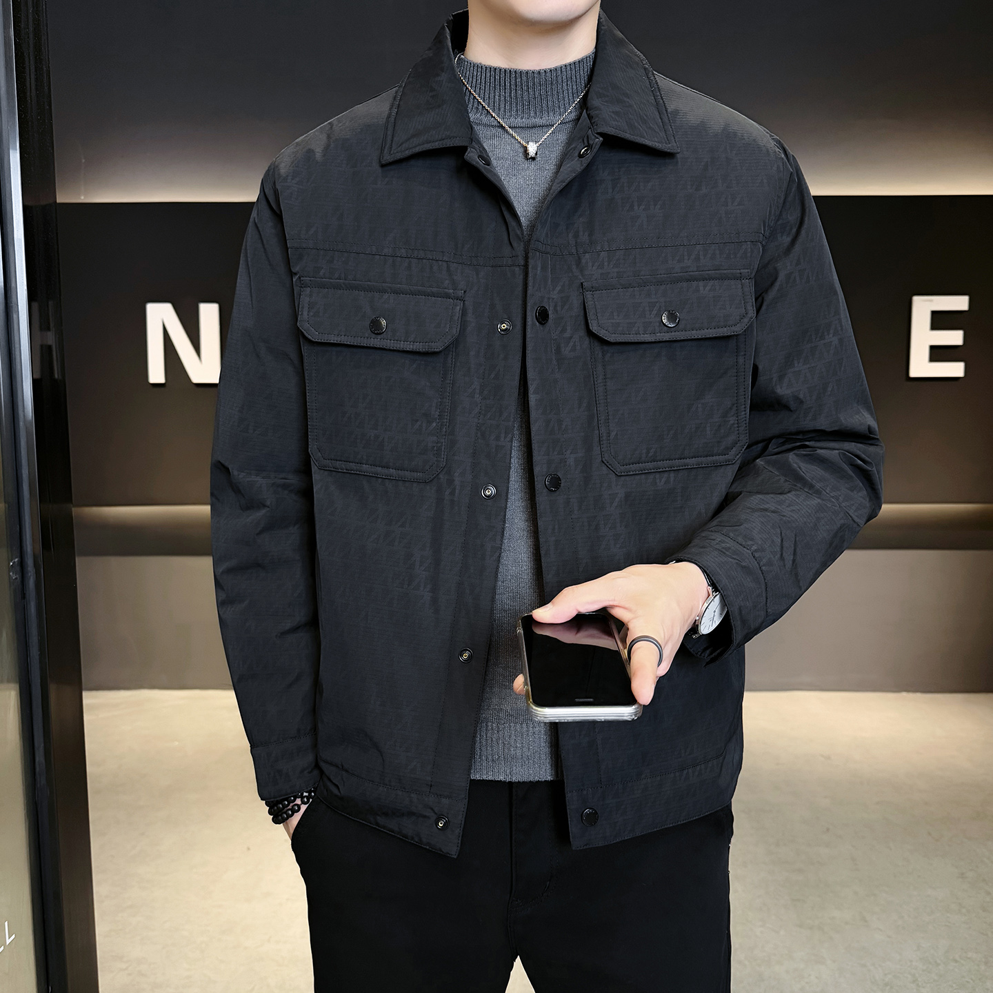 2025冬男修身新标50%轻薄夹克式羽绒服A230-6661-P158（控199），男装夹克，电商A230