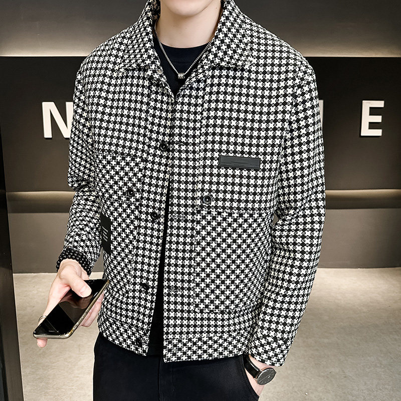 2026年春男款修身方领贴标千鸟格夹克外套A230-2327-P165(控225)，男装夹克，电商A230