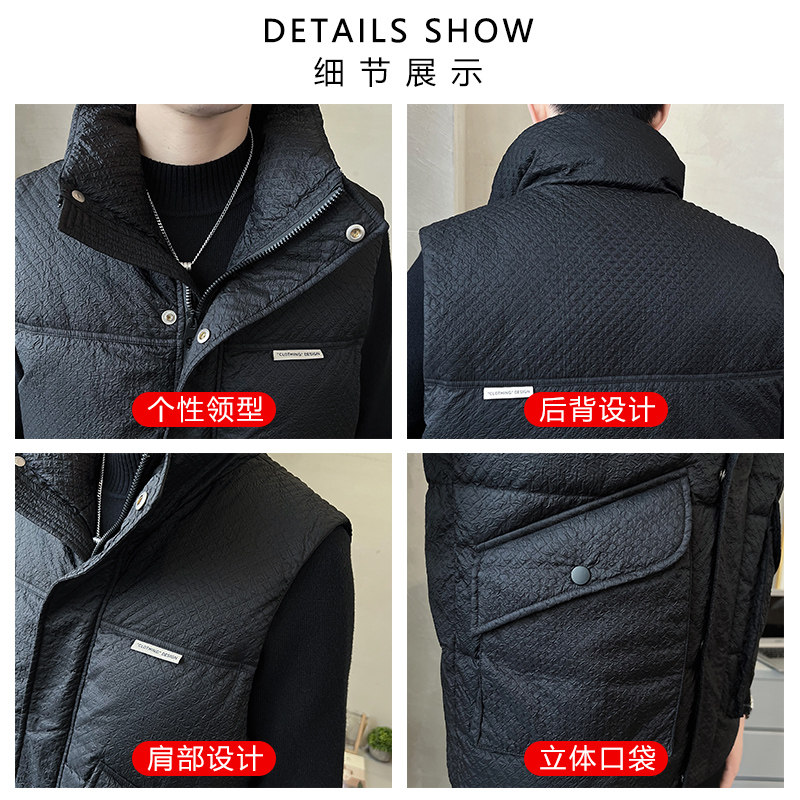 2025秋冬款男款立领拉链羽绒棉马甲外套A230-8808-P115（控158）,男装背心/马甲,电商A230