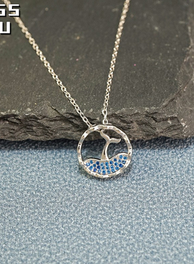 s925纯银简约美人鱼尾吊坠锁骨链