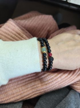 天然黑檀实木串6mm小珠秀气男女单圈朱砂经典百搭本命缺木友礼物