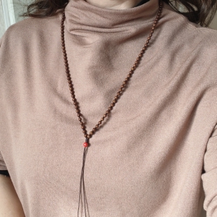 天然金丝檀木4mm小珠细链木质男女款简约百搭系扣吊坠项链绳