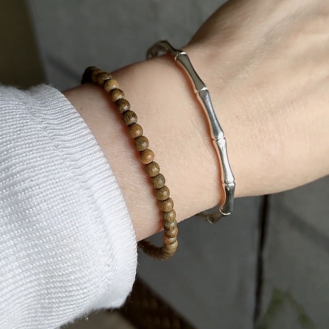 天然绿檀细款简约素雅手链