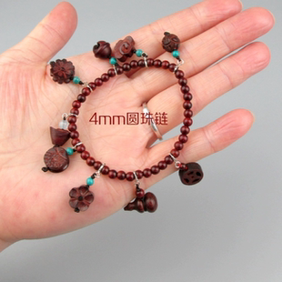 小叶紫檀木质手串项链脚链挂件饰品吊坠佛珠卡子提溜梅花祥云莲蓬