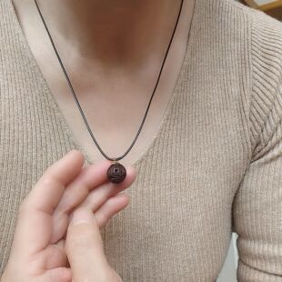 印度小叶紫檀木雕转运珠吊坠项链毛衣链男女财源滚滚有求必应