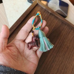 天然小叶紫檀木马上有钱钥匙扣挂件男女款小众设计感包包挂饰礼物