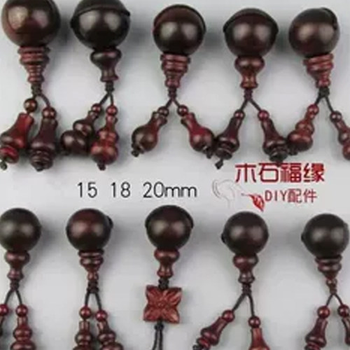 紫檀木全套三通佛头帽子弟珠尾坠