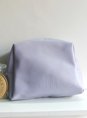 外单紫色紫罗兰化妆包 柔软皮质PU洗漱包女士手拿包 大容量收纳包