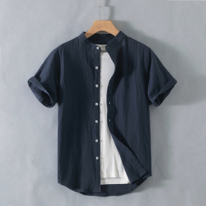 衬衫款RC211 棉麻新中式男装T恤男士亚麻衬衣短袖 P25图片
