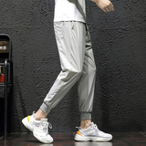 夏季男冰丝薄款休闲裤修身宽松束小脚九分裤哈伦裤K022，男装休闲裤，四季星座303A