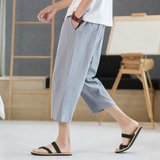 夏季休闲裤男百搭棉麻宽松亚麻裤韩版潮流七分裤八分直筒K821P20，男装牛仔裤，四季星座303A