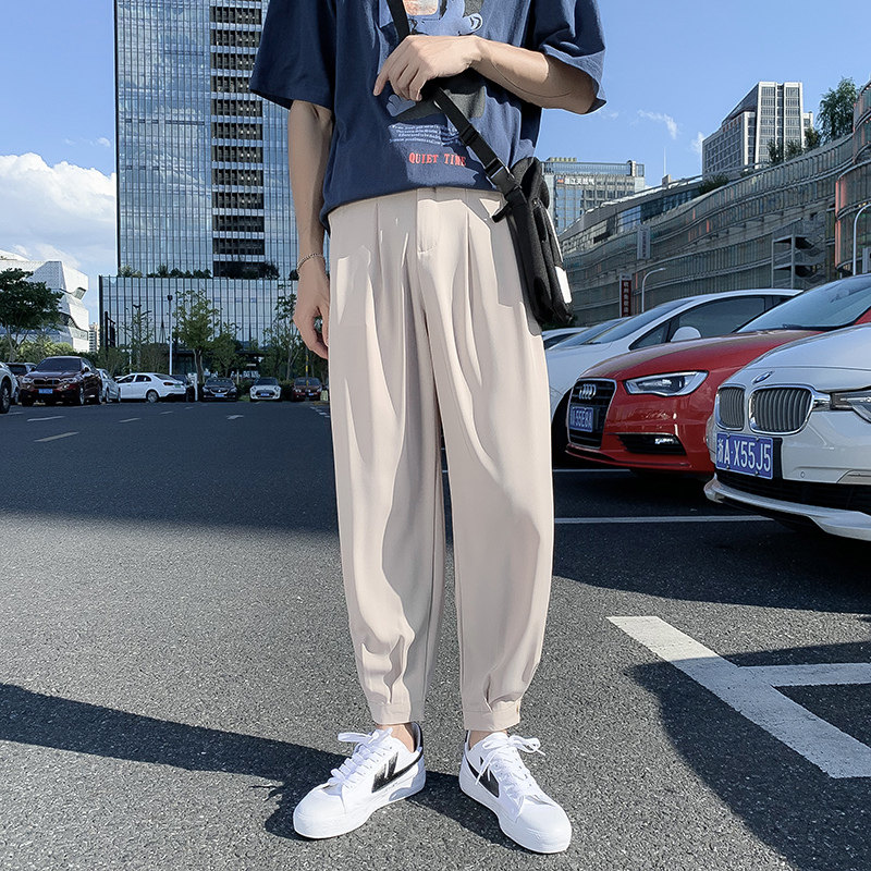 裤子男韩版潮流休闲宽松直筒阔腿裤春夏季薄款百搭哈伦九分裤K91,男装休闲裤,四季星座303A
