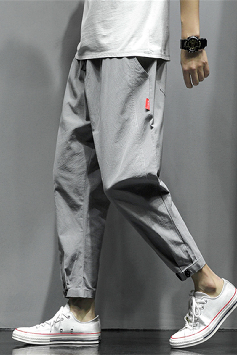 男士棉麻裤子20新款潮直筒休闲长裤宽松亚麻九分运动男裤K383P25,男装休闲裤,四季星座303A