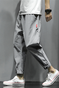男士棉麻裤子20新款潮直筒休闲长裤宽松亚麻九分运动男裤K383 P25图片