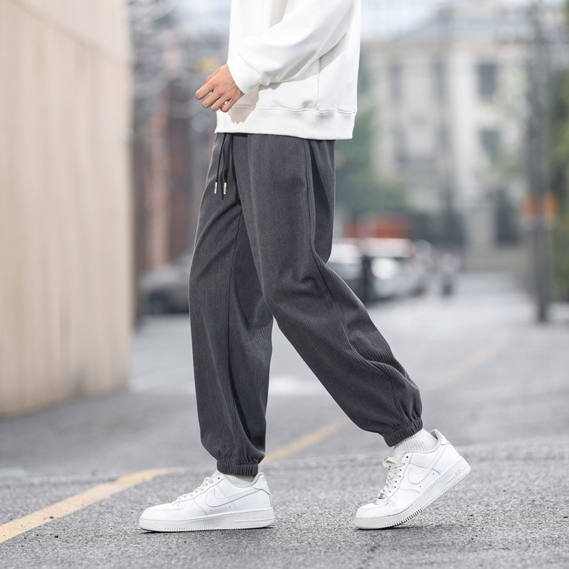 常规P18元加绒P25男士灯芯绒潮牌束脚裤运动裤休闲长裤K2819，女装休闲裤，四季星座303A