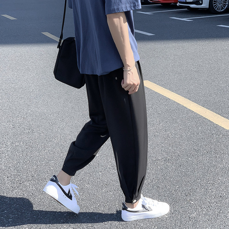 裤子男韩版潮流休闲宽松直筒阔腿裤春夏季薄款百搭哈伦九分裤K91,男装休闲裤,四季星座303A
