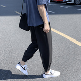 裤子男韩版潮流休闲宽松直筒阔腿裤春夏季薄款百搭哈伦九分裤K91，男装休闲裤，四季星座303A