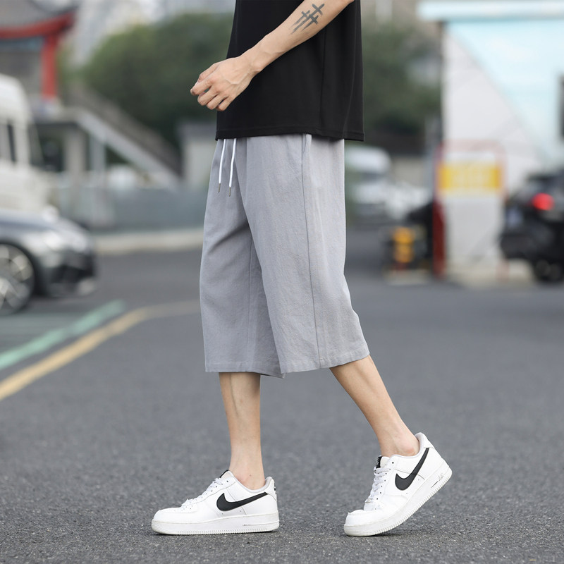 新中式亚麻裤子夏季男士短裤棉麻休闲裤风七分裤中裤马裤K918,男装牛仔裤,四季星座303A