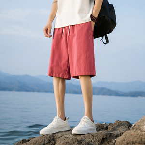 居家裤沙滩裤学生短裤大裤衩风新中式棉麻亚麻休闲裤子K600