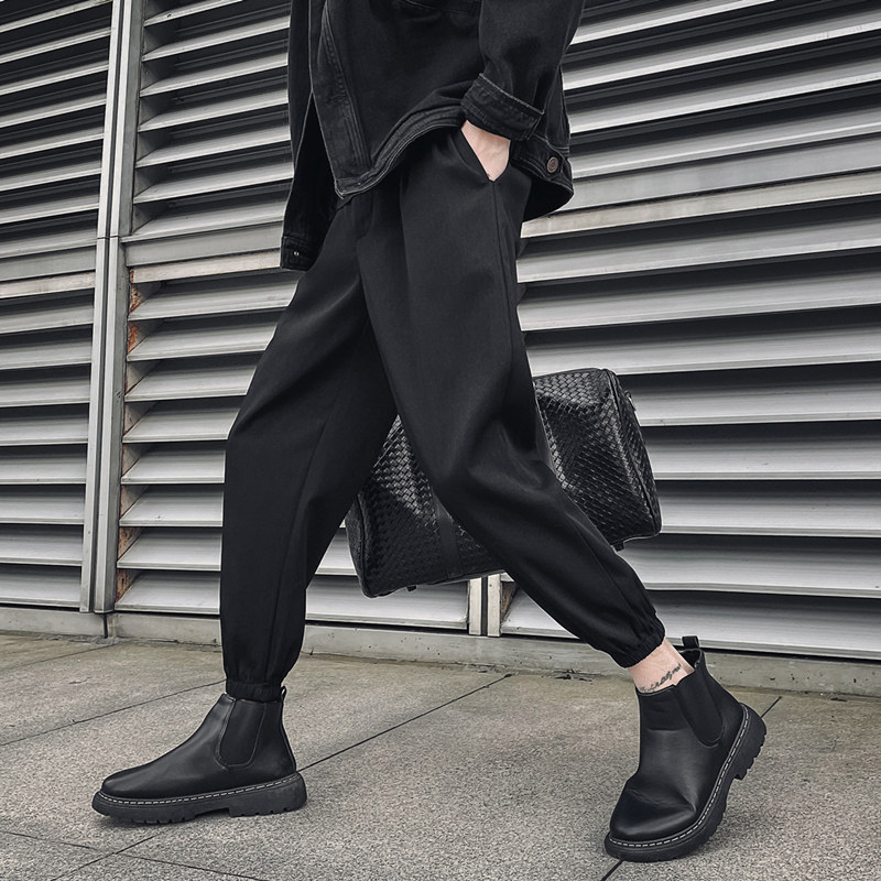 潮男装秋冬休闲裤九分裤束脚裤社会精神小伙西裤子哈伦K254P25，男装西裤，四季星座303A