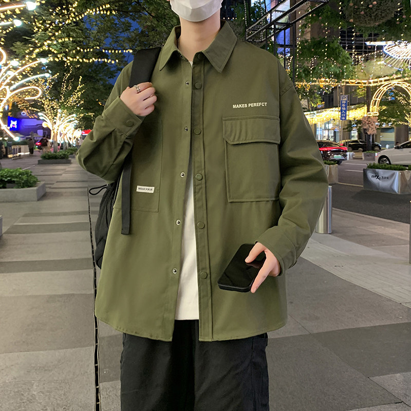 JK2025春秋男装外套夹克衫长袖衬衫工装衬衣日系秋装常规30加绒40,男装夹克,四季星座303A