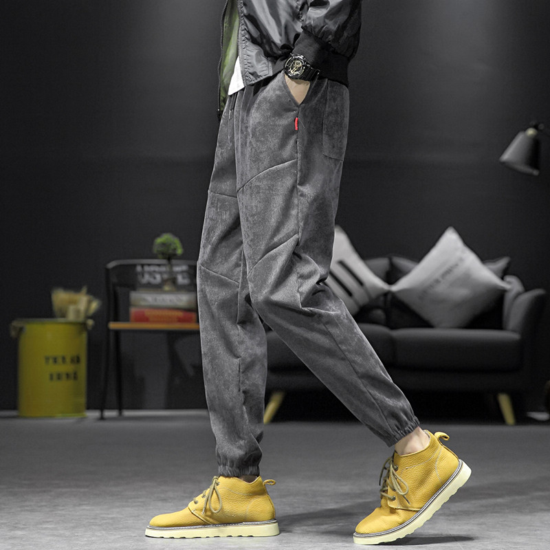 加绒P28/常规23男休闲裤束脚裤运动灯芯绒长裤秋冬裤哈伦裤K888，男装卫衣，四季星座303A