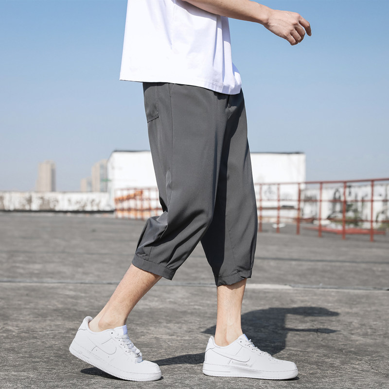 七分裤男士短裤夏季冰丝潮流直筒大码运动休闲八分中裤子K970P1,男装牛仔裤,四季星座303A