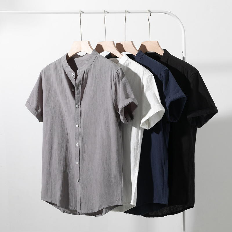 衬衫款RC211棉麻新中式男装T恤男士亚麻衬衣短袖P25，男装T恤，四季星座303A